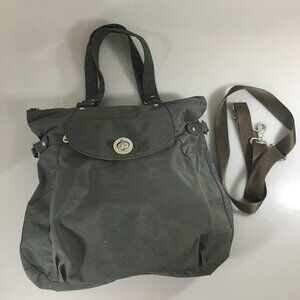 Baggallini Gray Nylon Large Cross-Body Computer Travel Tote Shoulder Bag Handbag